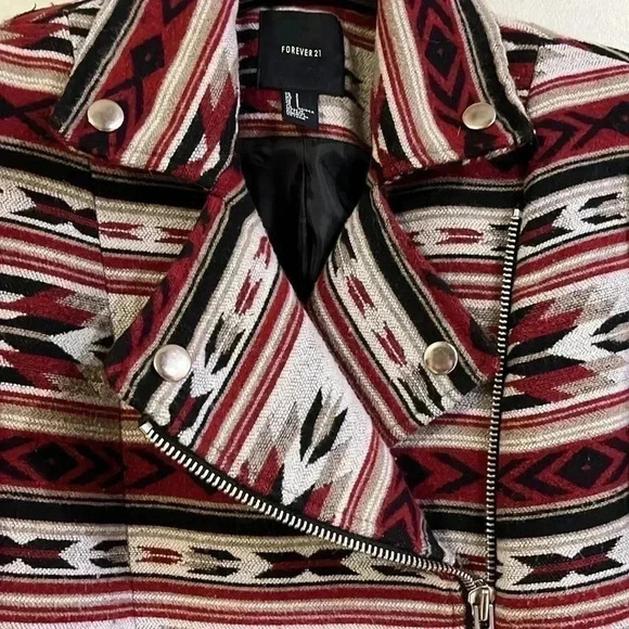 [US S]Vintage FOREVER 21 NAVAJO  Aztec Punk Design Jacket - Picture 5 of 8